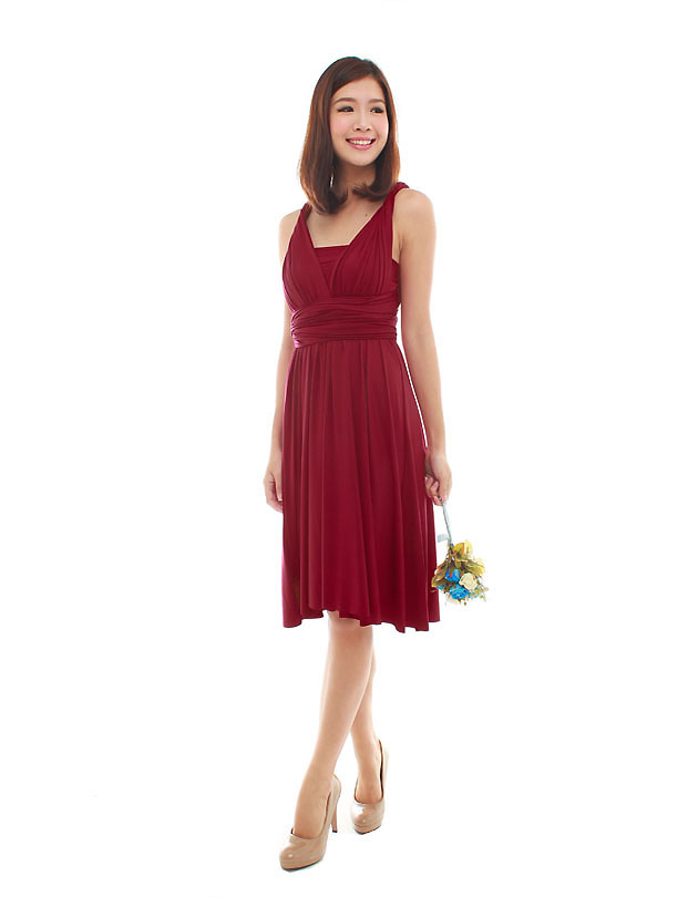Cherie Convertible Classic Dress in Maroon